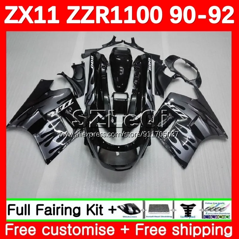 ZX-11R For KAWASAKI NINJA Silver flame ZZR 1100 CC ZX-11 ZX11R 90 91 92 113No.59 ZZR1100 ZX 11R 11 ZX11 R 1990 1991 1992 Fairing