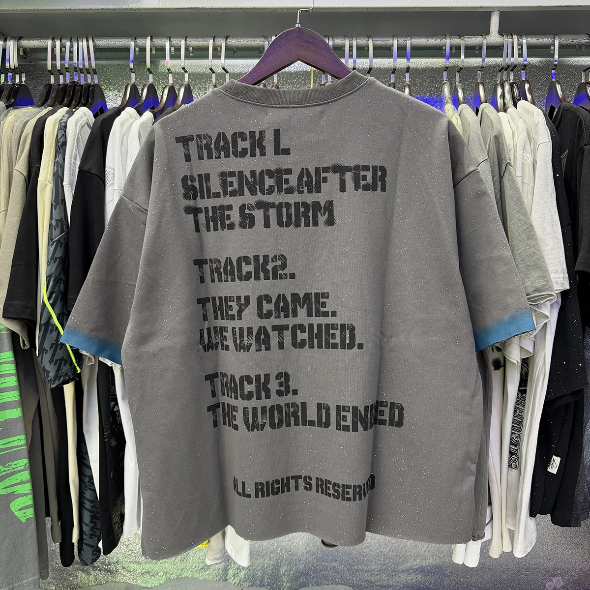 New letter printed casual fashion brand BKYS Thunder Ride F-Terry Cropped Tee looped short sleeved T-shirt for men