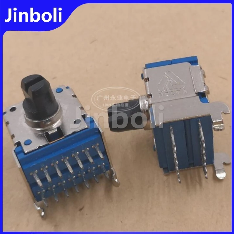 1PCS RK14 Type 14Pins 4 Link Horizontal Potentiometer B100K B104 Volume Adjustable Potentiometer Half Shaft Length 8MM