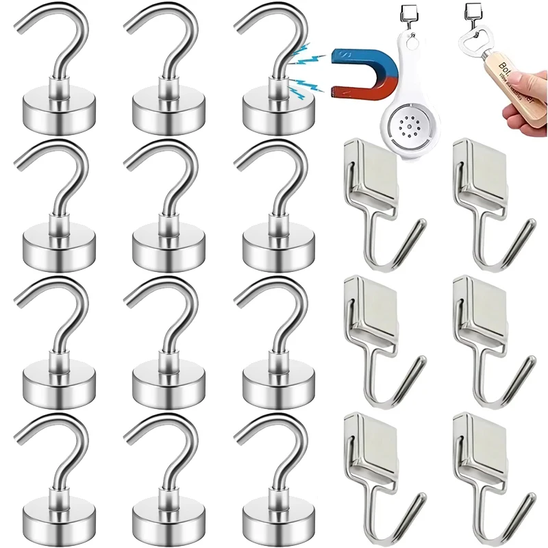 12 mm starke magnetische Haken, robuster Neodym-Magnet mit Haken für Zuhause, Küche, Arbeitsplatz, Büro, Mehrzweck-Aufbewahrungsdekoration