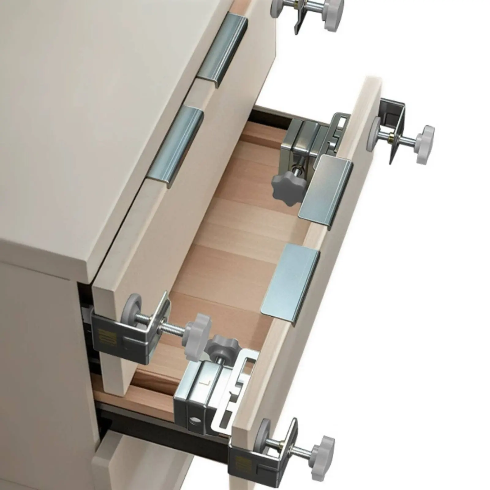 

Drawer Panel Clamp Stainless Steel Side Mount Drawer Clamp Woodworking Easy Alignment for Woodworkers, Cabinet Making, Wood Shop