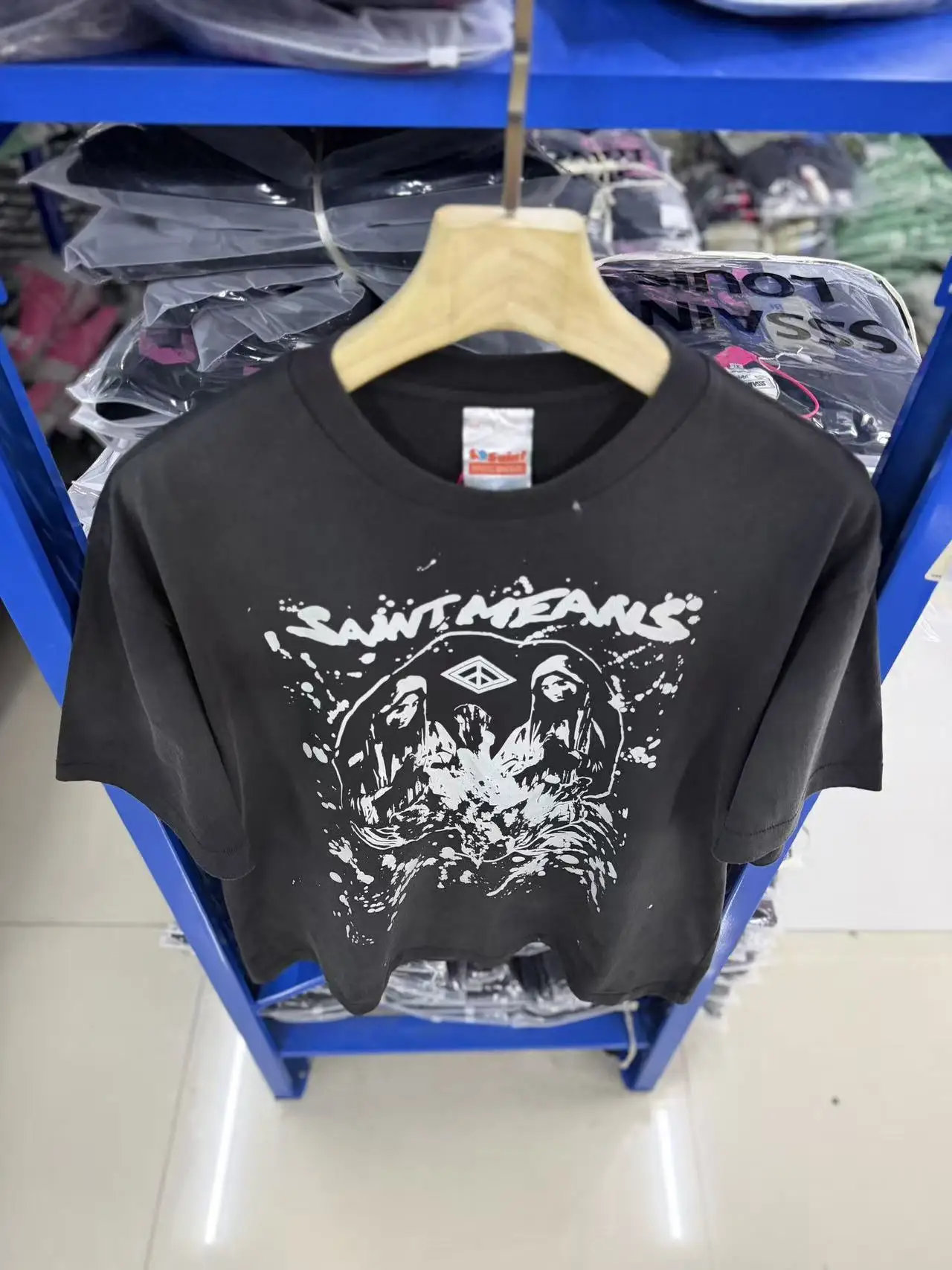 SAINT Splashing Ink Graffiti Short Sleeve Tshirts Streetwear Men Women Tee Clothing Graphic T Shirts