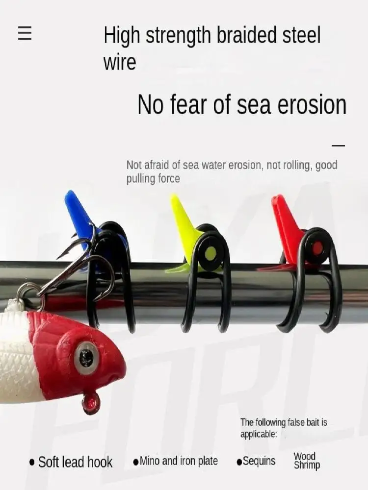 Support d'appât de pêche à haute Force de traction, avec anneaux en caoutchouc, support de crochet de pêche en toute sécurité, sans bouclage, canne à pêche en plastique fixe, 10 pièces