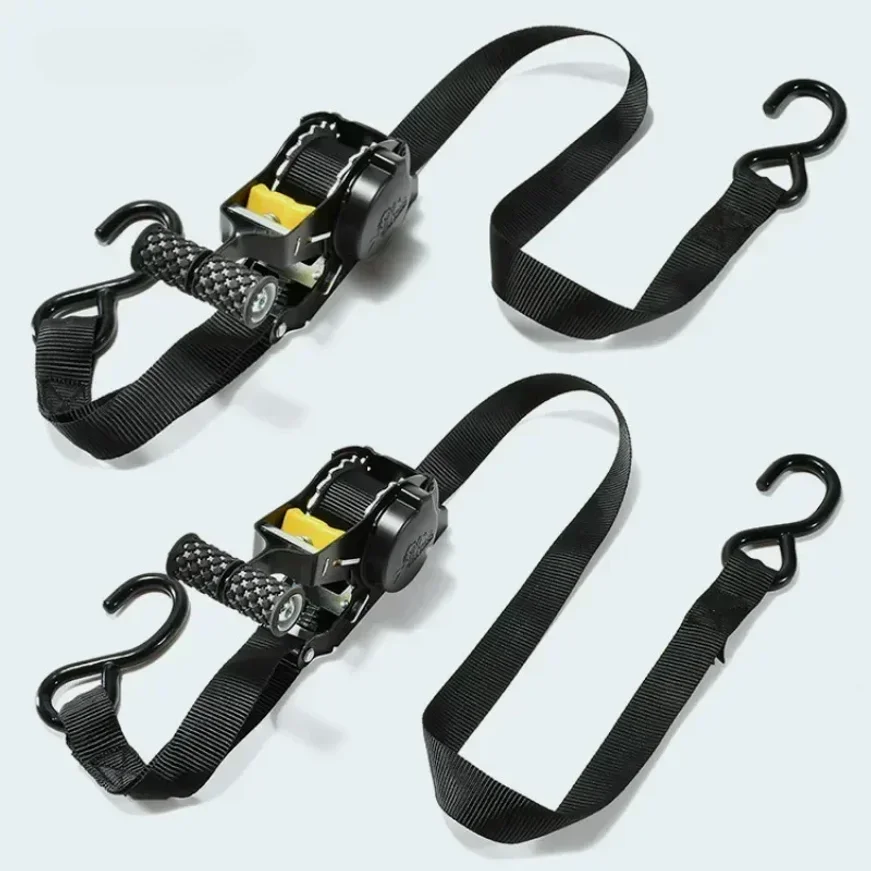 Auto Cargo Straps Retractable Belts Ratchet Tensioner for Load Luggage Motorcycle Car Truck Tie Down Securing Strap Set
