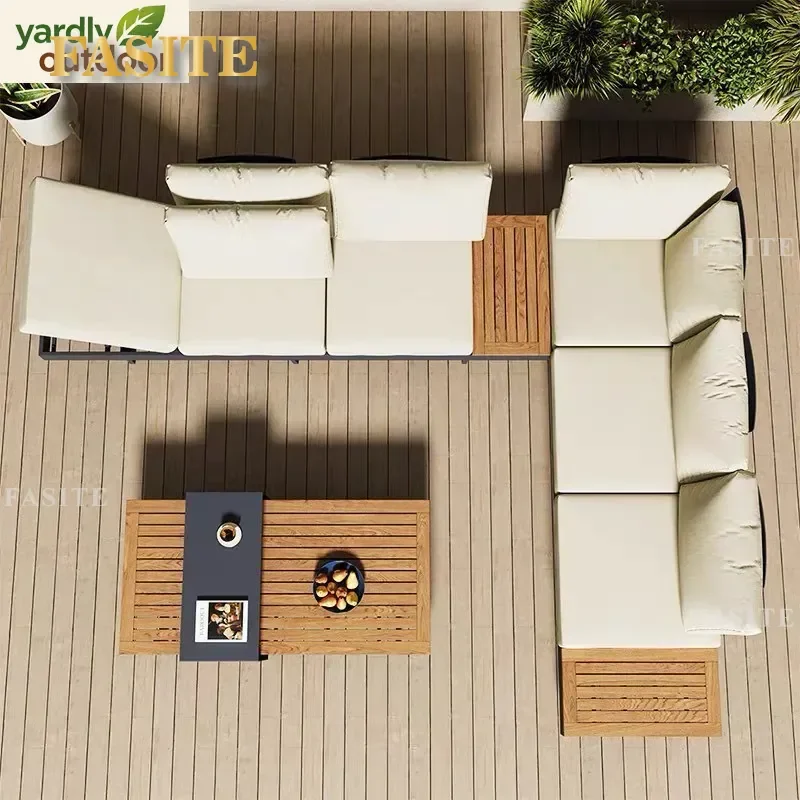 For Outdoor Aluminum Alloy Split Sofa Set Courtyard Garden Villa Hotel Sunroom Leisure Furniture Durable Weather Resistant