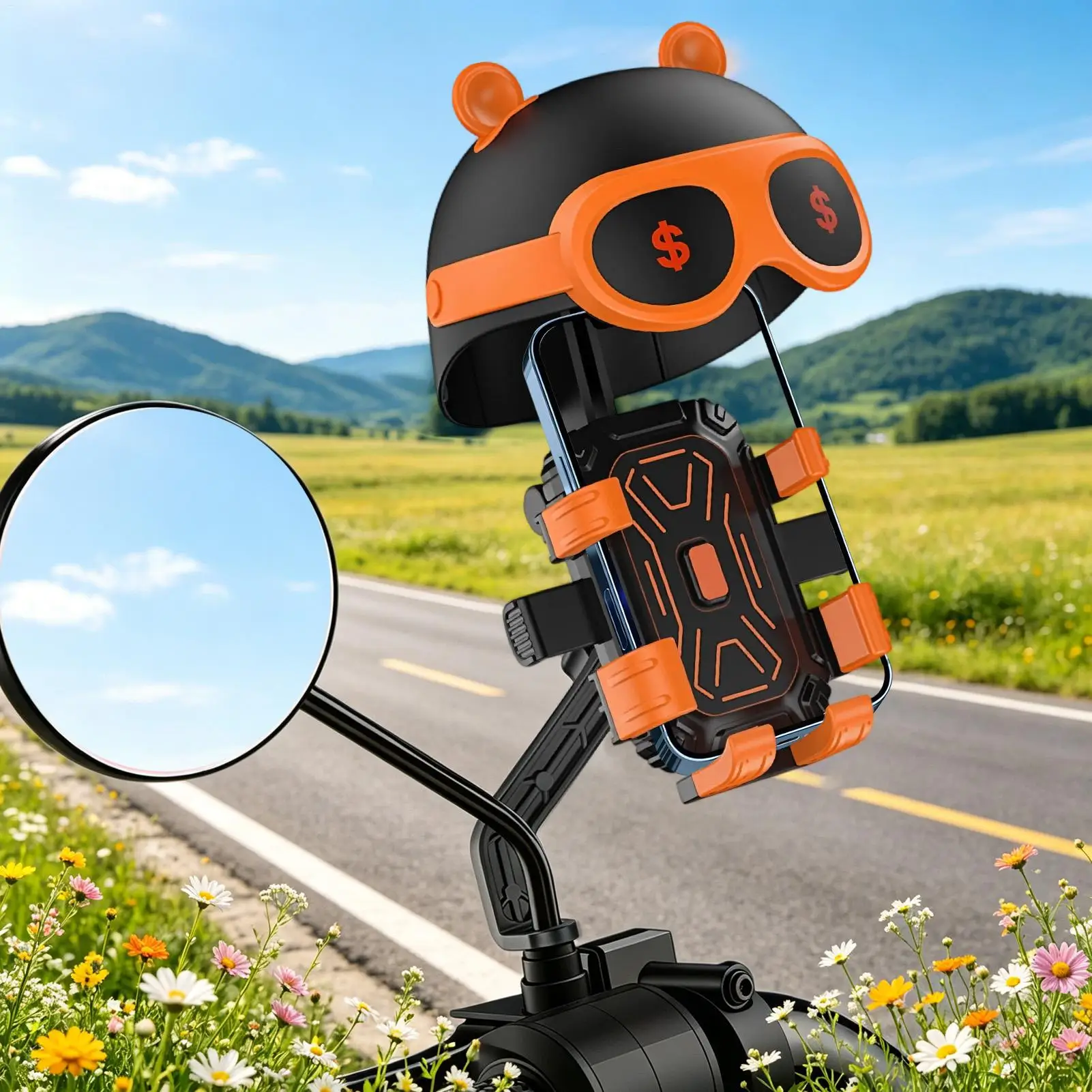 Motorcycle Phone Mount 360 Degree Rotation Shock Absorption Bicycle Phone Holder For Cycling For Navigation Video Recording Call