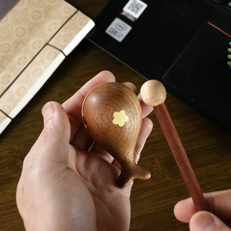4.3x4.1x7.8cm Wooden Mokugyo Percussion Instrument Carved Wood Meditation Decor