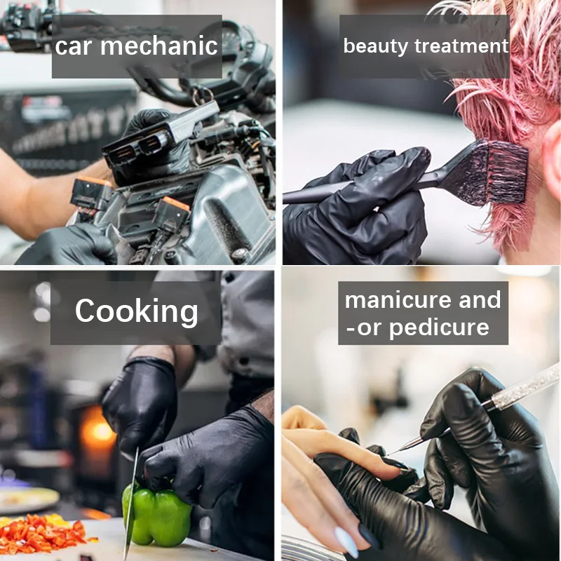 Gloves Disposible Latex Free Black Nitrile PVC Gloves Housework Cleaning Car Industry Gardening Pet Care Cooking Tools