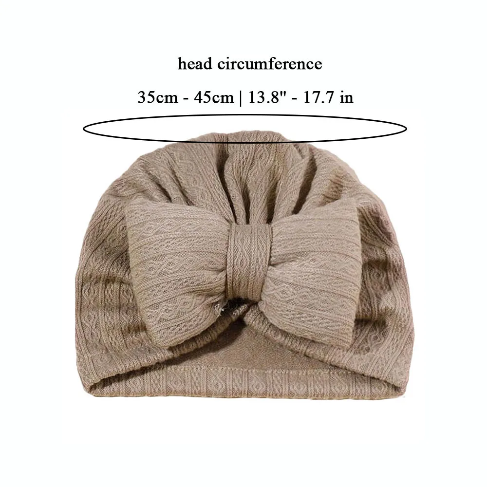 1PCS Lovely Bowknot Baby Hat Knitted Newborn Turban Girls Cap Head Wraps Solid Color Boys Hat Headband Cute Hair Accessories