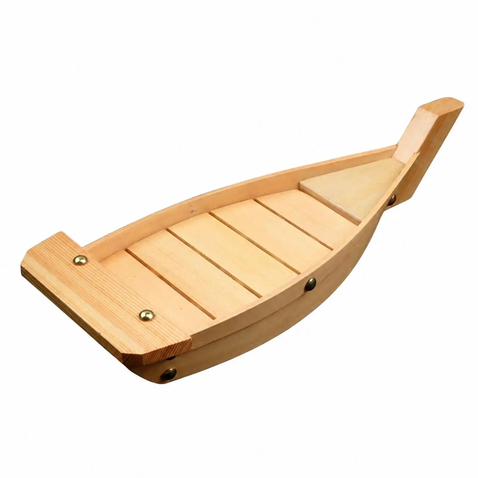 Sashimi Serving Boat with Raised Rim Decorative Fasteners Sushi Boat with Slatted Base Sushi Serving Plate Versatile