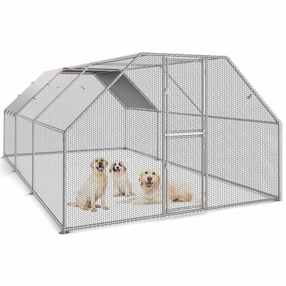 قلم تشغيل معدني كبير 19.1 × 9.8 × 6.4 قدم لقفص الدجاج 10-20 دجاجة