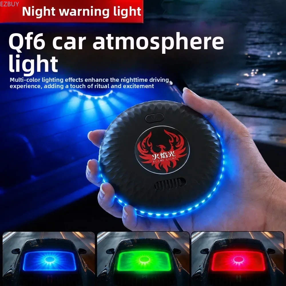 Car Windshield Ambient Light, Wireless Remote Control Multi‑Mode Color‑Changing LED Strobe Warning Light