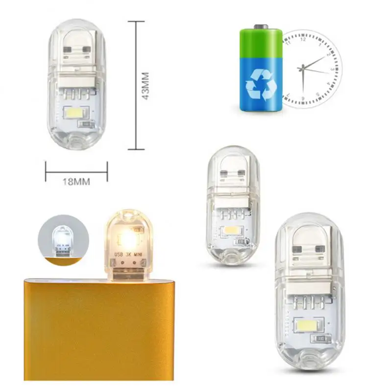 1~10PCS Mini Portable Led Usb Light 24LEDS Book Light Reading Night Light Warm White 5V Power 3000K-7000K For PC Mobile