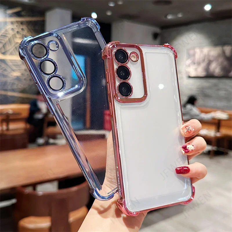 Plating Clear Shockproof Phone Case For Samsung Galaxy A06 A16 A36 A55 A15 A05 A05S A35 A25 Silicone Soft TPU Back Cover