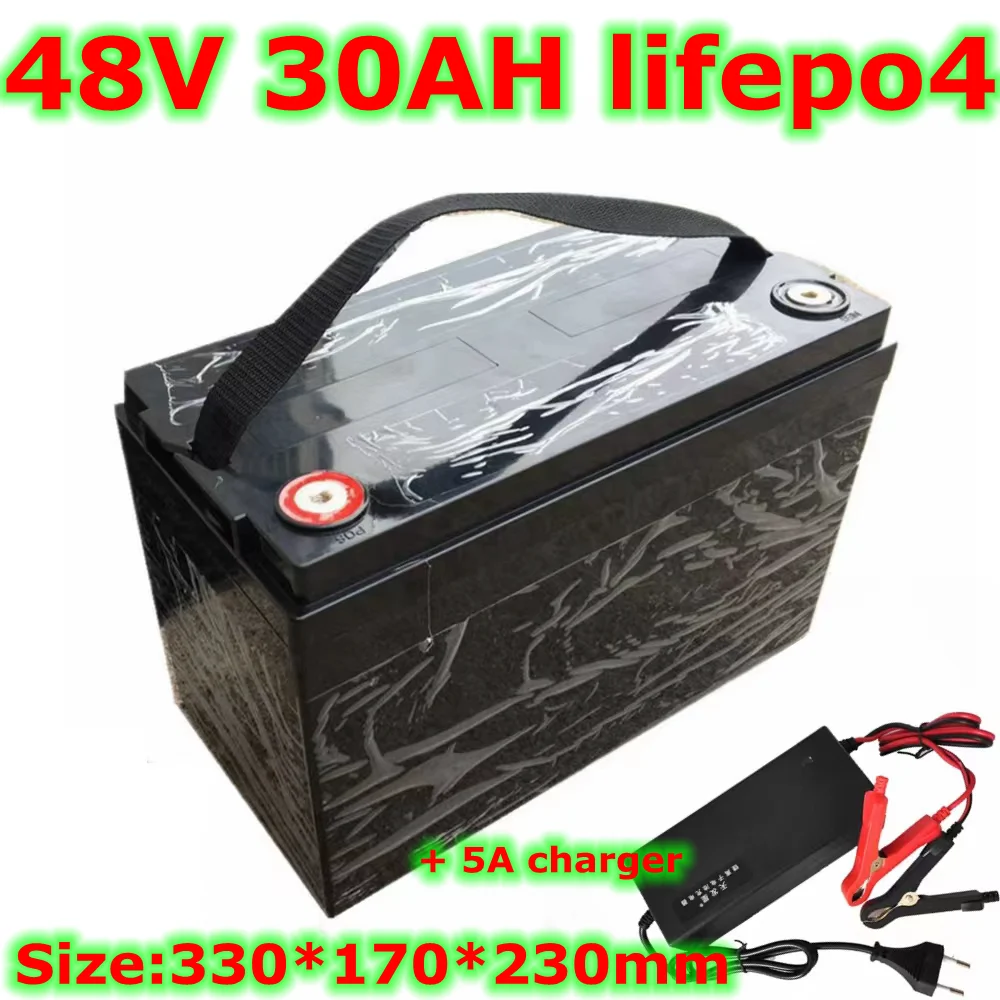 waterproof 48V 30AH LiFePO4 battery with BMS rechargeable battery for 750w 2500w electric bike e scooter bicycle + 5A charger