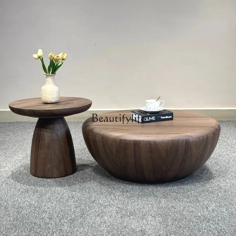 

FG11-*Medieval solid wood round coffee table modern simple small apartment