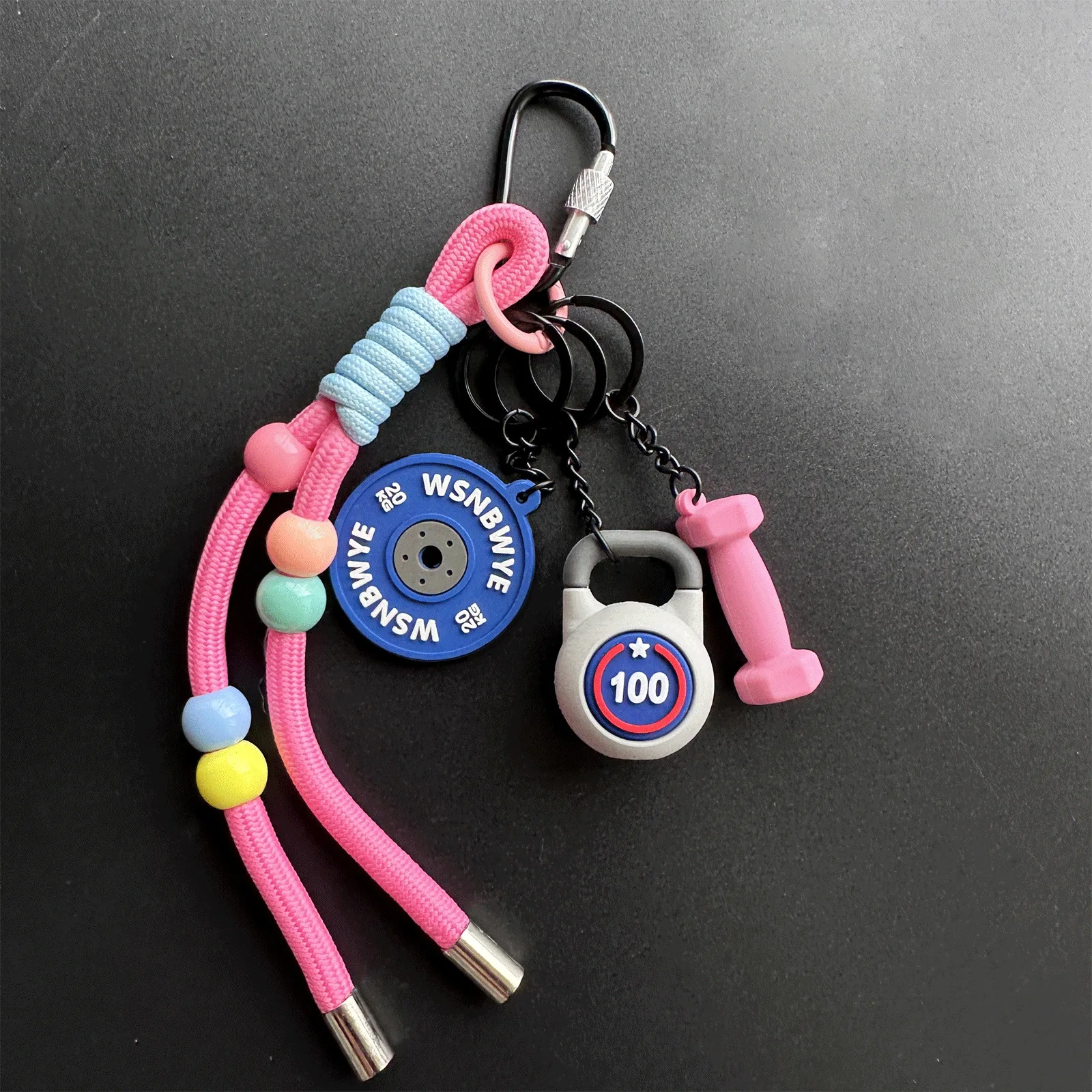 

Cute Personalized Trendy Fitness Car Keychain Sports Barbell Bag Accessories Hanging Accessories