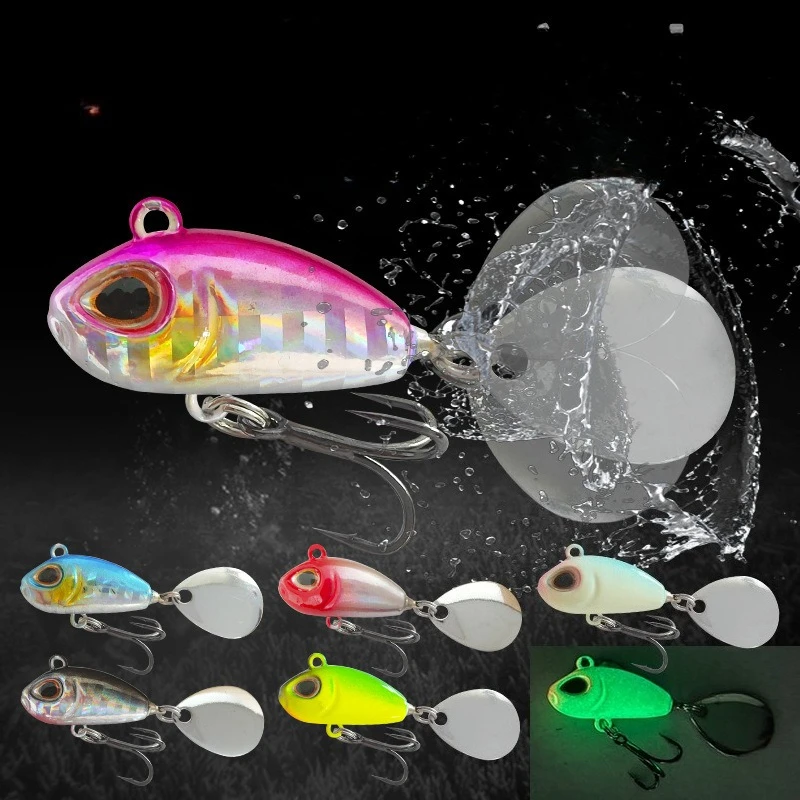 Sinkender Fischköder 26g 17g VIB Lure Löffelspinner Angelköder Wobbler Metall-Jig Rotierender Pailletten-Schwanz Weitwurf für Wolfsbarsch