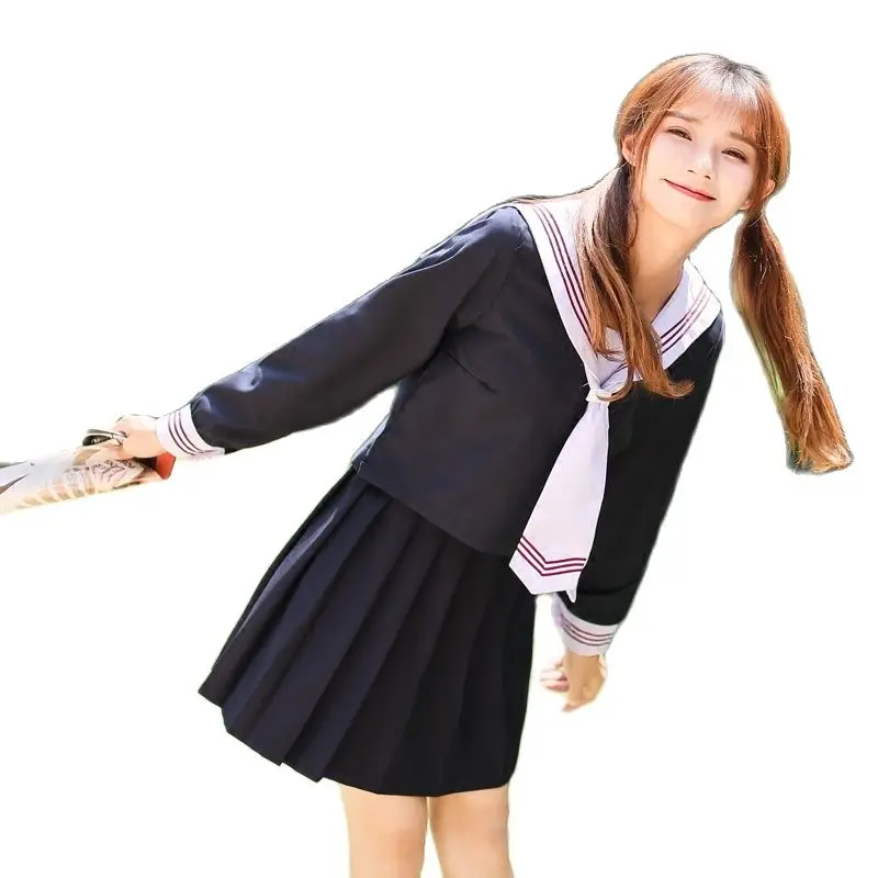 Girls School Uniform Long Sleeve Japanese Korea Students Suit Campus Female Naval College Style Sailor Costume