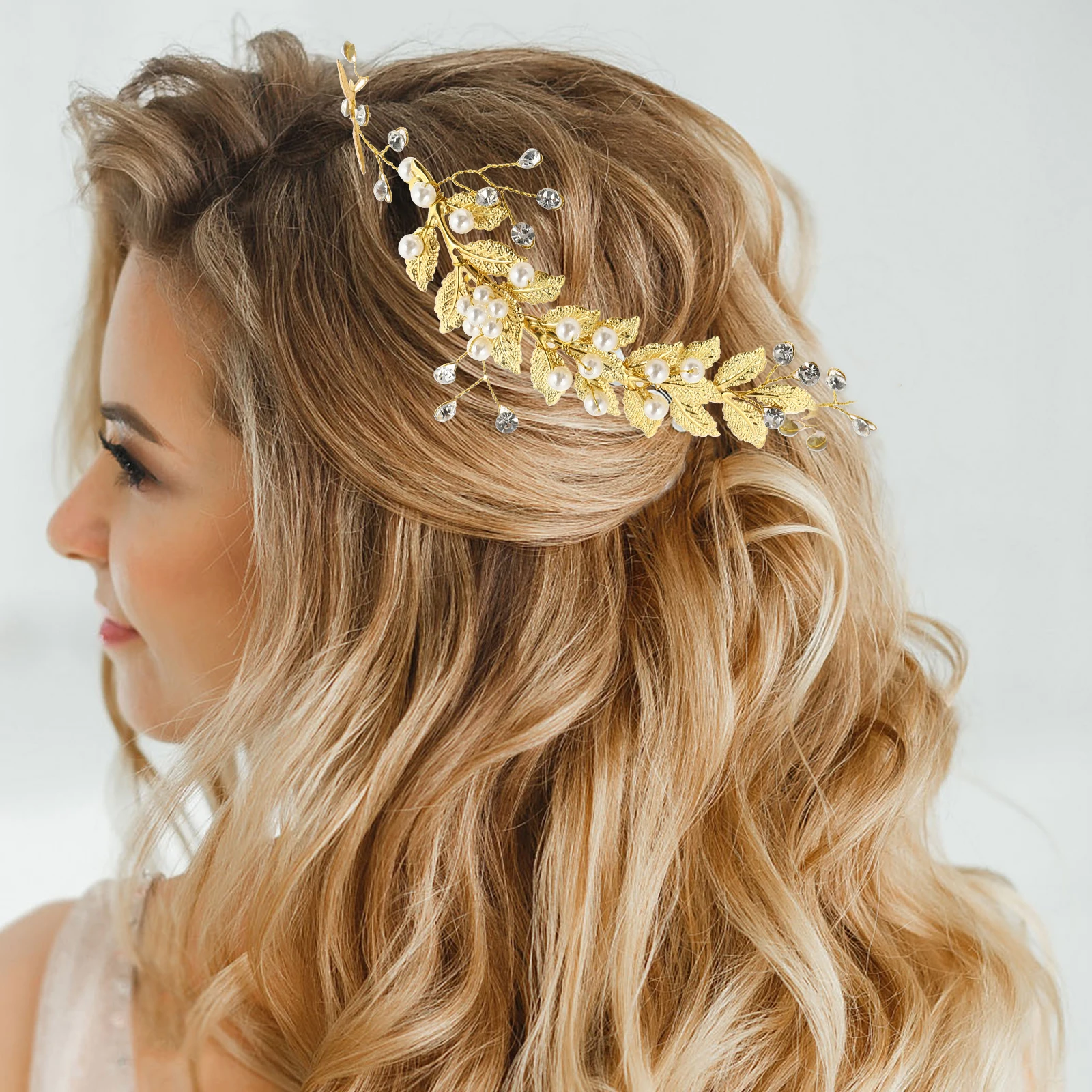 

Pearl Headb Wedding Headdress Bridal Hair Decor Iron Wire Artificial Pearl Banquet Party Accessories