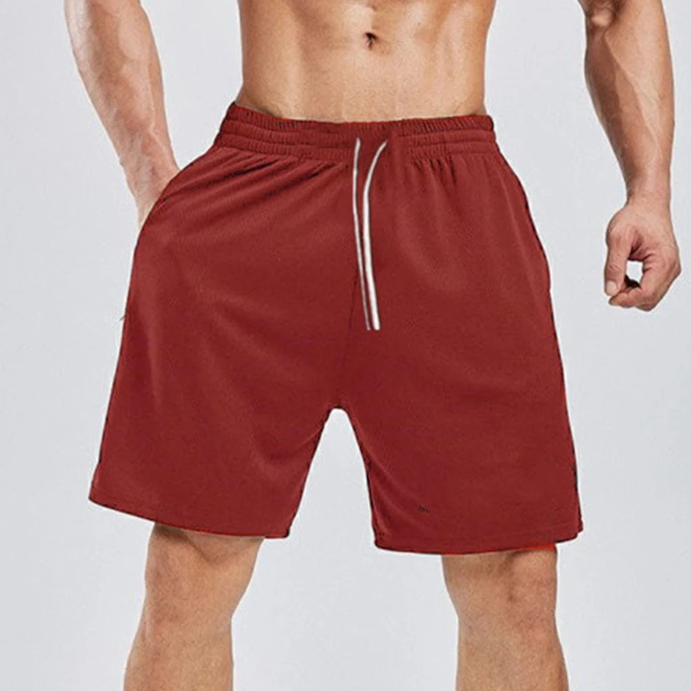 กางเกงผู้ชาย กางเกงขาสั้น ชายหาด สีขาว สีดำ สีน้ำเงิน เพาะกาย แฟชั่น ตาข่าย แห้งเร็ว เซ็กซี่ ขาสั้น ยืดเล็กน้อย สีทึบ