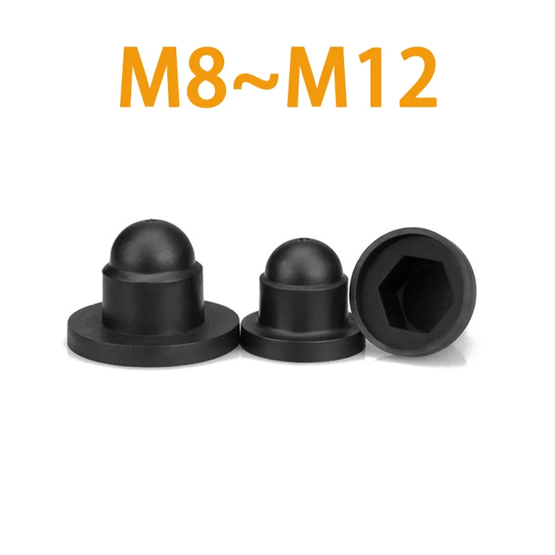 10PCS M8 M10 M12 Black Hexagon Nut Bolt Protective Cap Plastic Decorative Protection Nut Caps Sleeve Screw Cap