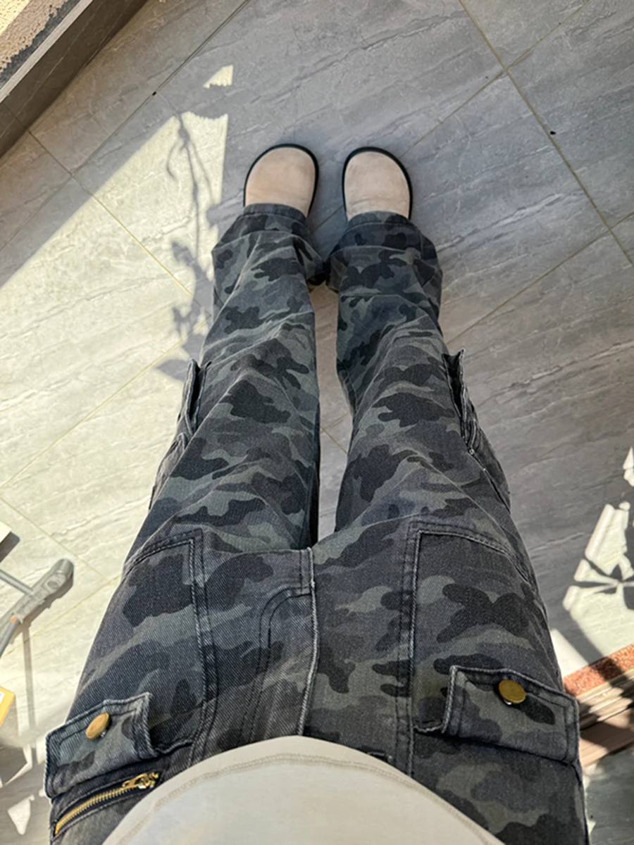 

Men's Camouflage Work Trousers Bla ey Autumn Winter Outdoor Sports Straight Leg Pants Heavy Du Multi ket Logging Tro...