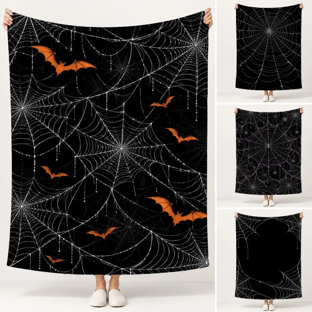 Gothic Art Spider Web Gothic Halloween Pattern Throw Soft Plush Flannel Pet Blanket, Home Decor Cover for Sofa, Bed, Trip &