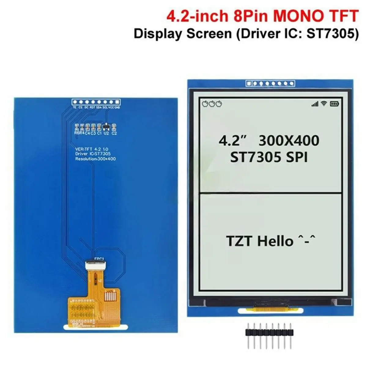 4.2 Inch Mono TFT LCD Display Module 300x400 ST7305 8Pin IPS SPI Interface Monochrome Black White Screen for