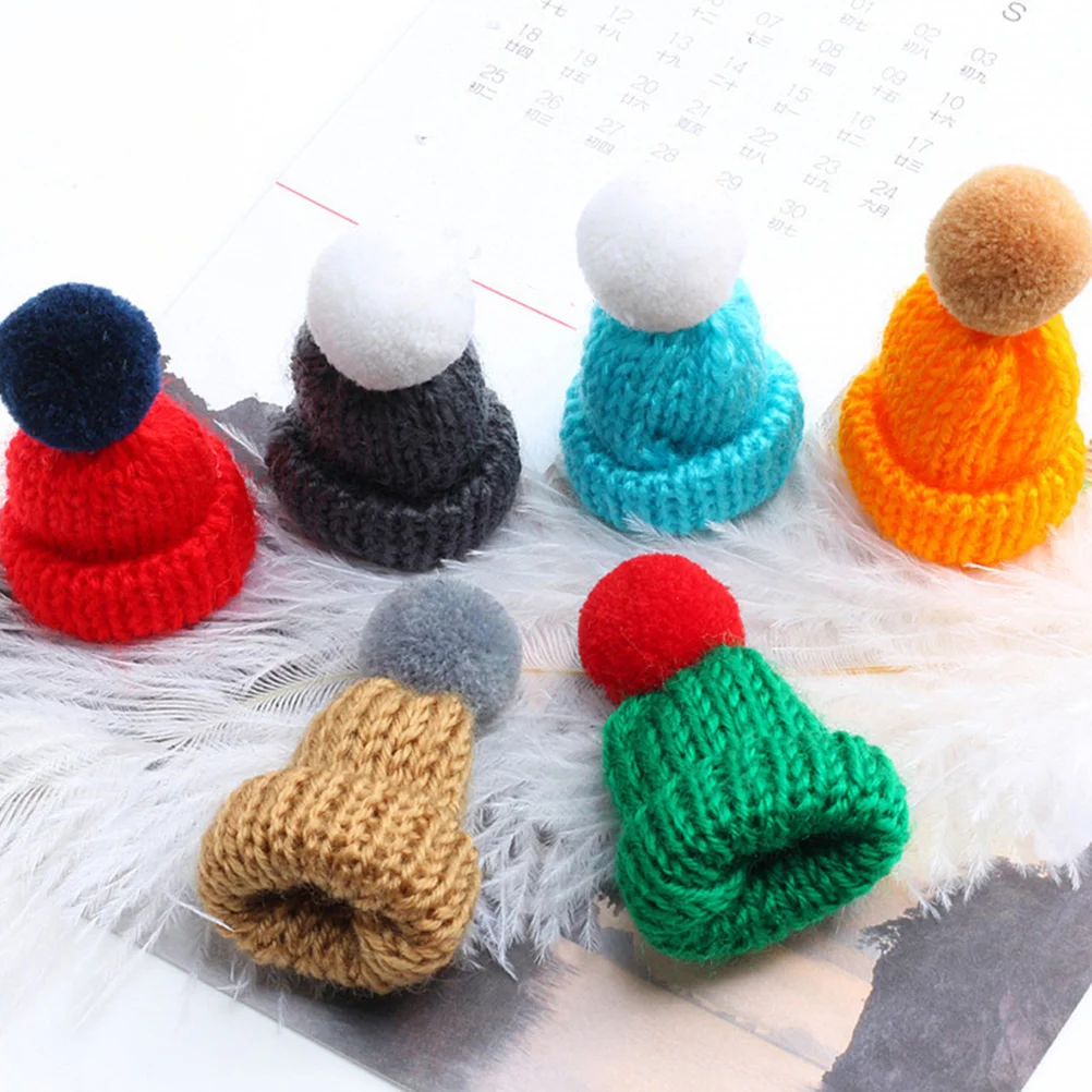 

Mini Knitting Hats Christmas Woolen Plush Ball Ornaments Knitted Decoration (mixed Colors 10pcs)