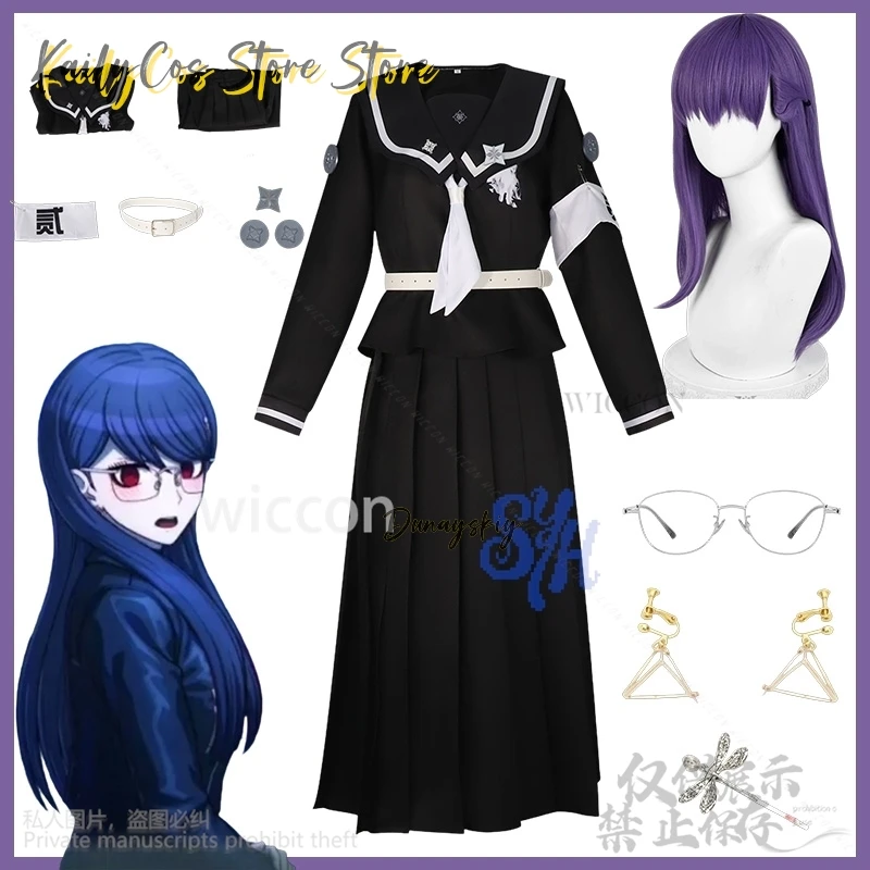 

Shizuhara Hiruko Game The Hundred Cosplay Anime Japanese Long Black Dress Goth Jsk Lolita Cos School Uniform Halloween Party Cos