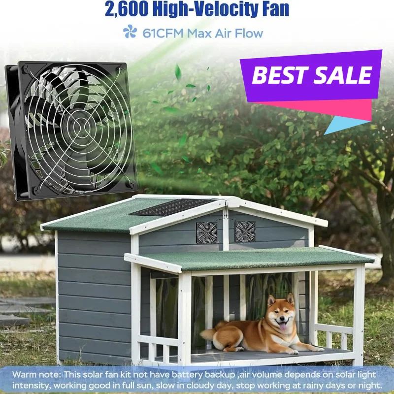 15W Solar Ventilation Fan Waterproof Dual Intake Exhaust for Outdoor Use Shed RV Greenhouse