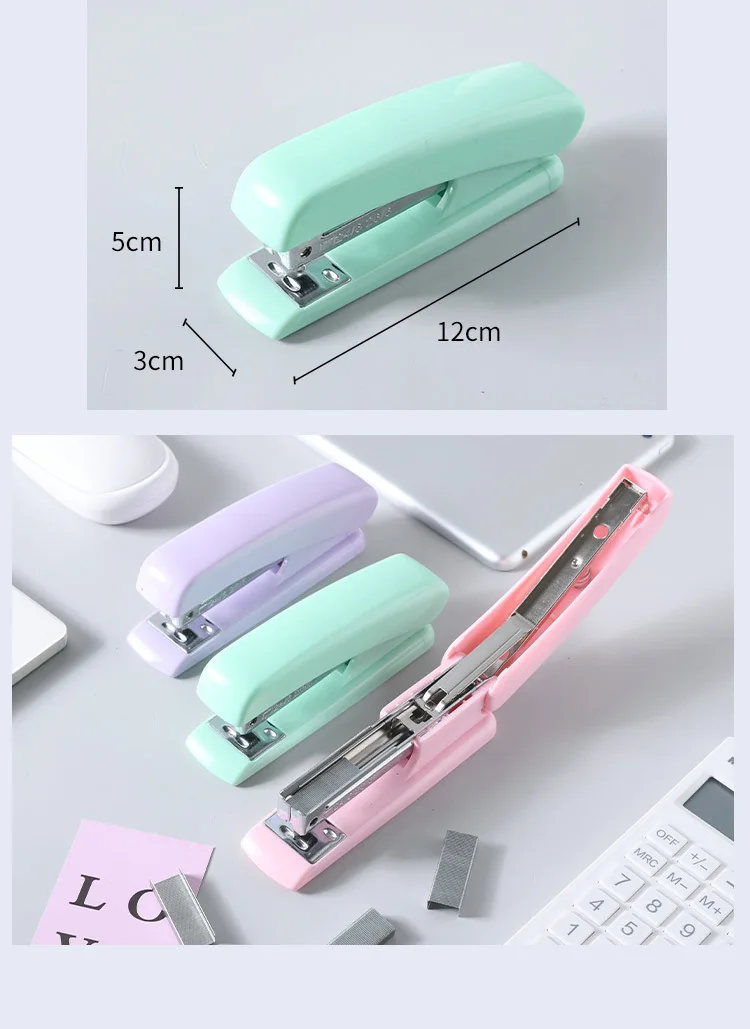 Grapadora pequeña, fresca y ahorradora de trabajo, oficina de estudiantes, máquina de encuadernación mediana multifunción, n. ° 12
