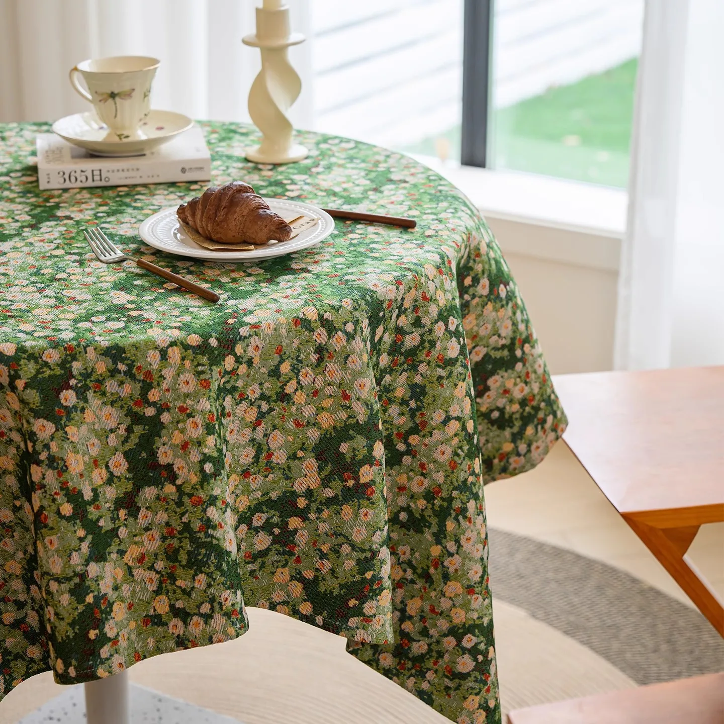 American countryside retro tablecloth, high-end dining tablecloth, small fresh round tablecloth