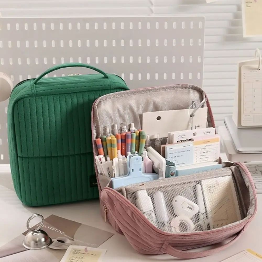 حقيبة مكياج نسائية ثابتة متعددة الوظائف ذات سعة كبيرة منظم مستحضرات التجميل بنمط عمودي متعدد الأقسام