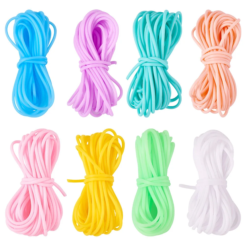 5M/color Hollow Pipe PVC Tubular Synthetic Rubber Cord Mixed Color For Necklace Bracelet DIY Jewelry Making Supplies 2mm 3mm 4mm