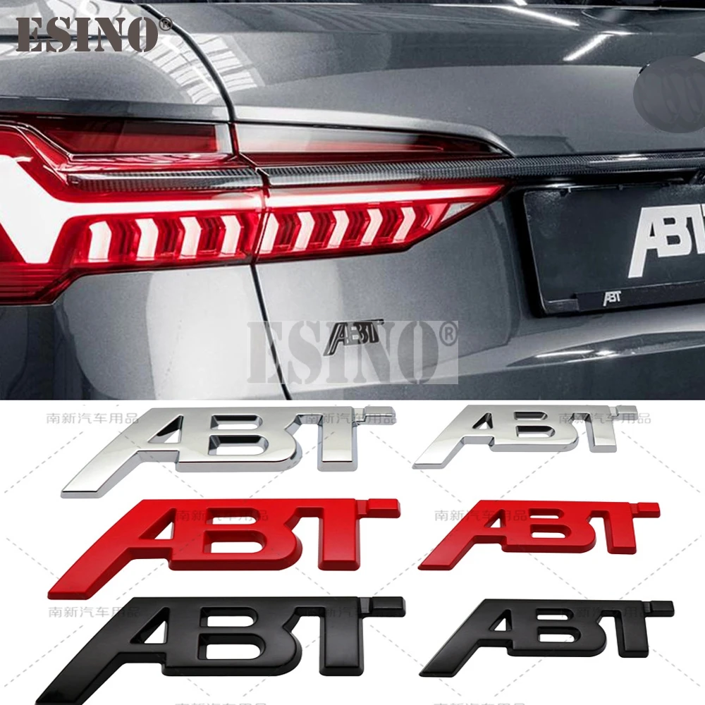 Metal ABT Car Badge Emblem Sticker Chrome Black Red for Audi VW Golf Tiguan Q5 A3 A4 Rear Trunk Tailgate Decal Accessories