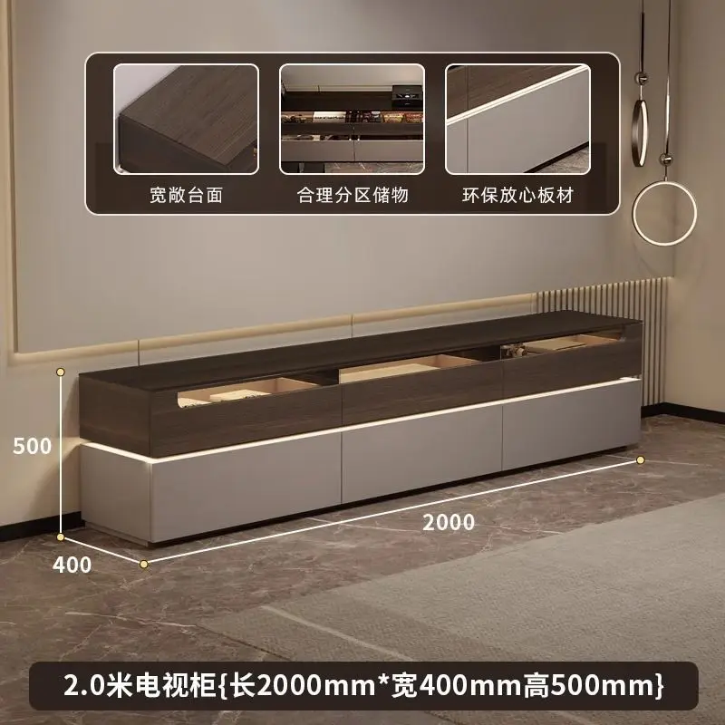 خزانة تلفزيون خفيفة فاخرة لغرفة المعيشة الراقية وطاولة قهوة من الأرض إلى السقف وخزانة تلفزيون من الخشب الصلب #4