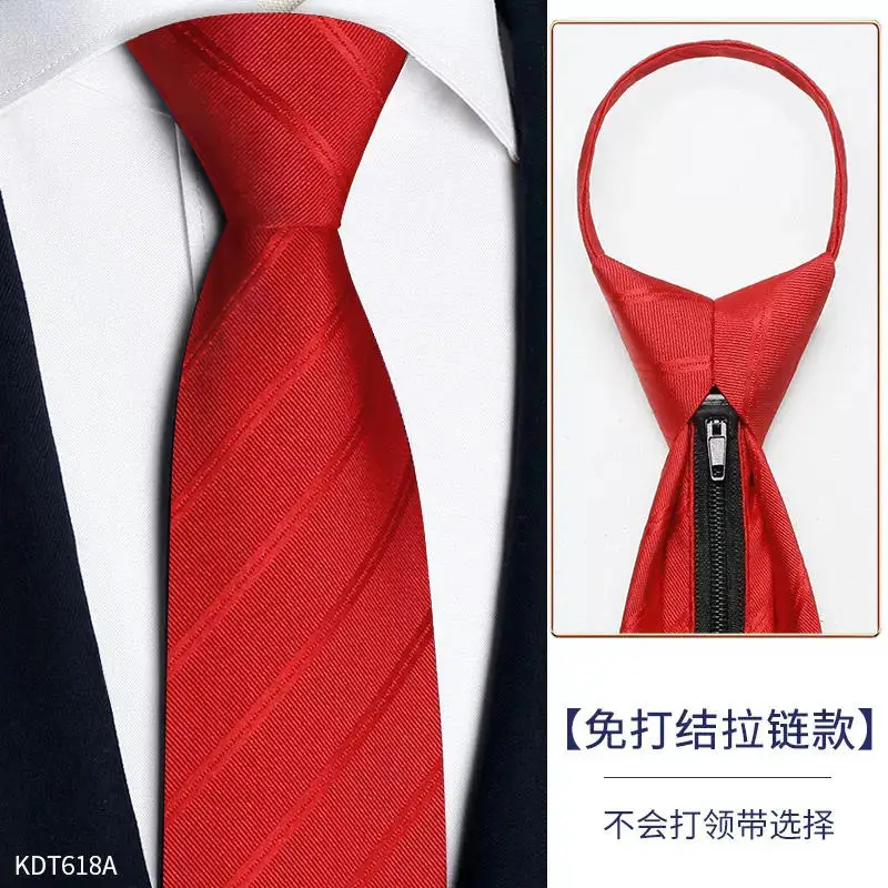 Corbatas de boda de alta calidad para hombres, corbata Formal de 7cm con cremallera, nudo rojo vino, regalo de alta gama, 100%, 2,75"