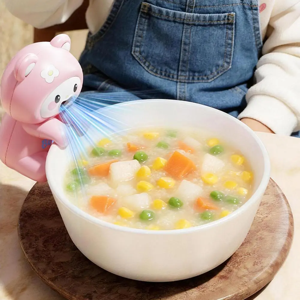 1pc Cute Cartoon Frog Fans with Data Cable USB Rechargeable for Noodle Coffee Tea Hot Drinking Food Cooler Mini Hanging Cup Fans