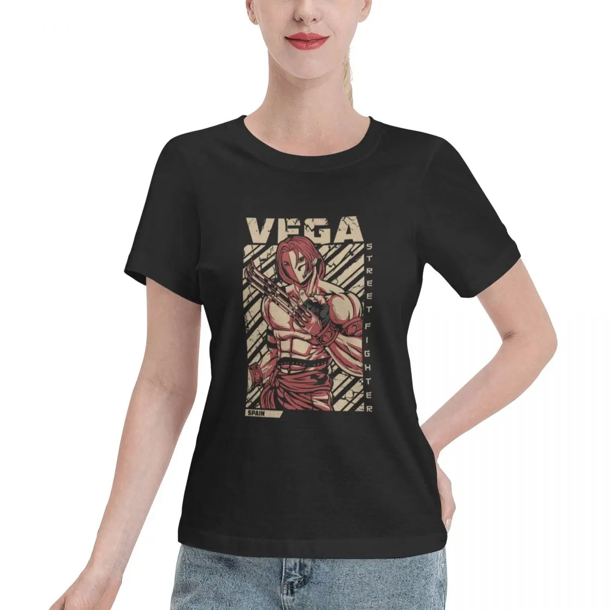 Vega Street Fighter Camiseta de algodón para mujer y niña, camisetas de manga corta con cuello redondo, Tops