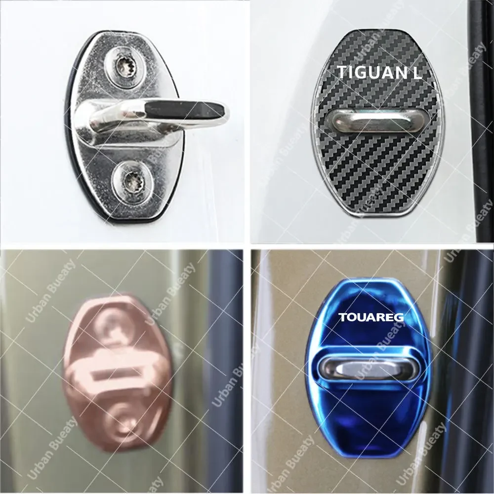 Car Door Lock Cover Auto Emblems Case for Volkswagen VW Taigo Taos Tayron Touareg Voyage Up! T-Roc Touran Car Styling Accessorie