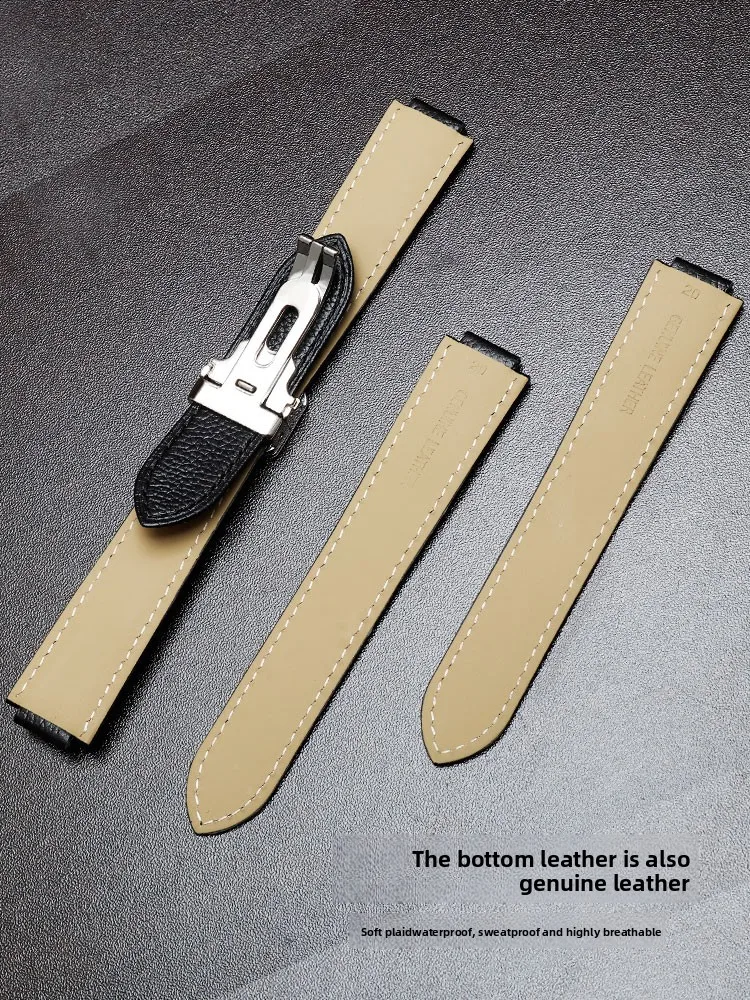 حزام ساعة من الجلد الطبيعي لخزان كارتييه الأزرق بالون ناعم ومريح بنمط ليتشي ملحقات حزام الساعات 18 × 11 مم 20 × 12 مم