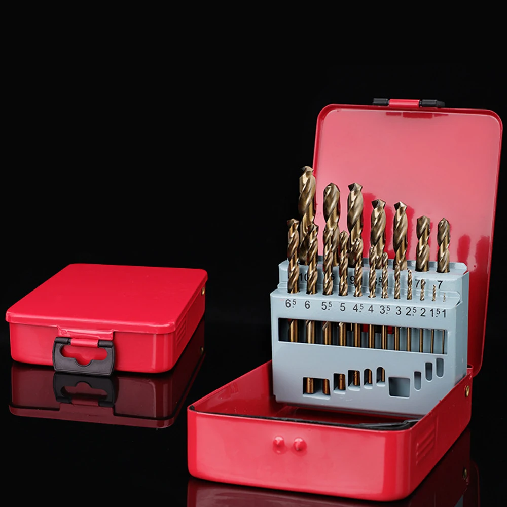 

19pcs/set,M35 Cobalt Twist Drill Bit Set,With Iron Box,Metric Drilling Tool,HSS-Co Drill Bit,For Stainless Steel Metal Iron&Wood