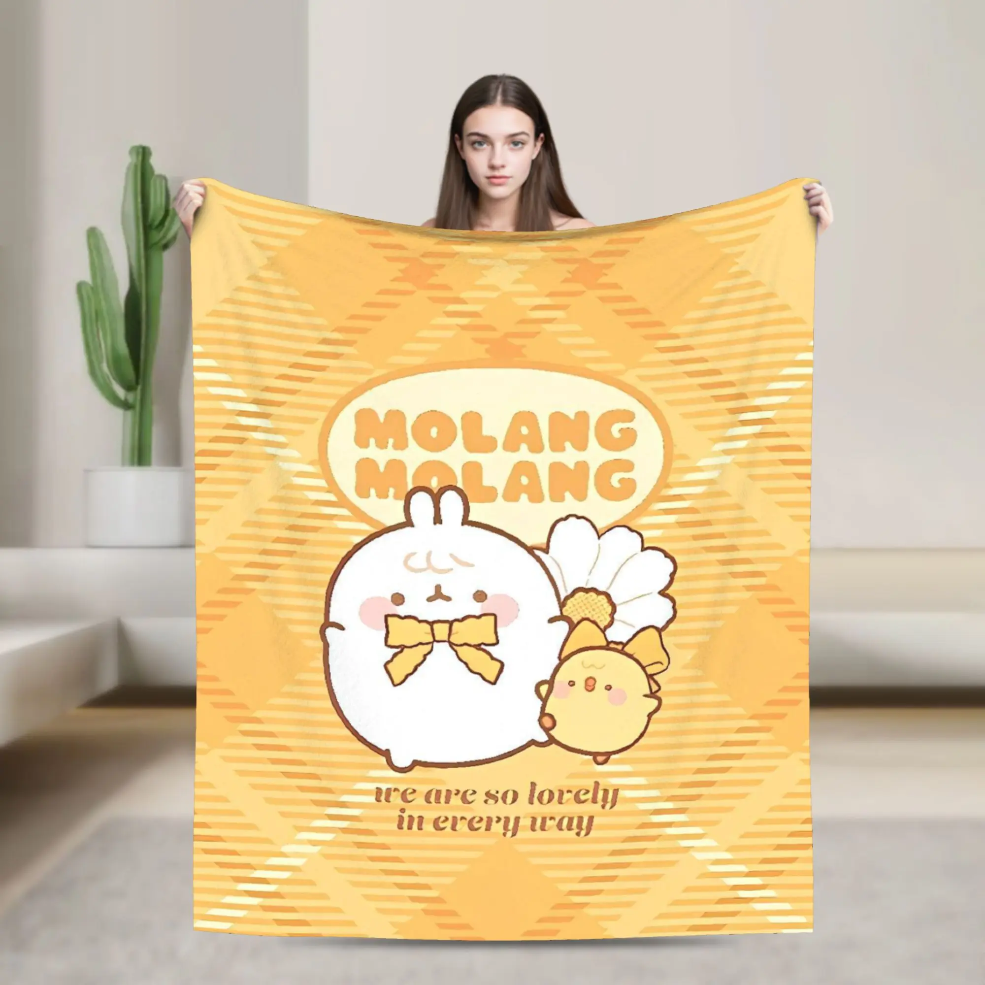 

M-Molangs with Piupiu Blanket Travel Flannel Bedding Throws For Outdoor Warm Custom Quality Bedspread Gift Idea