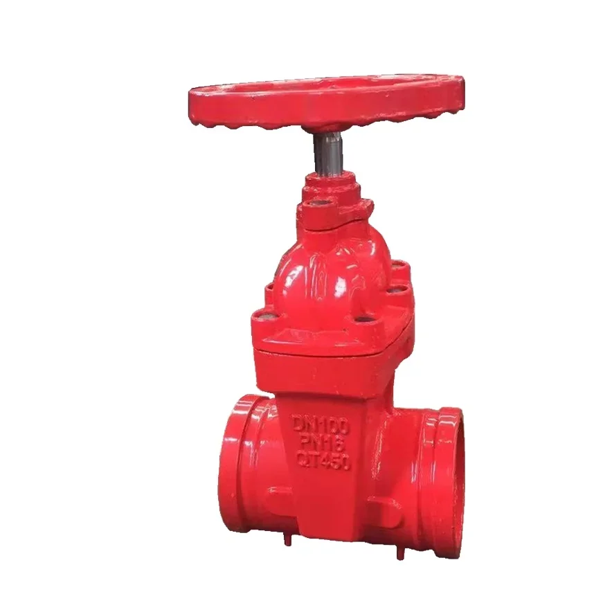 

Z85X-16 red Resilient sealing gate valve groove type with non rising stem operation apply for fire protection system DN150 200