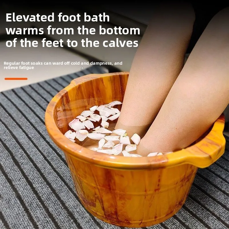 

Деревянное ведро для ванны для ног с крышкой, утолщенная спа-ванна для ног для домашнего использования, прочное деревянное ведро разных размеров