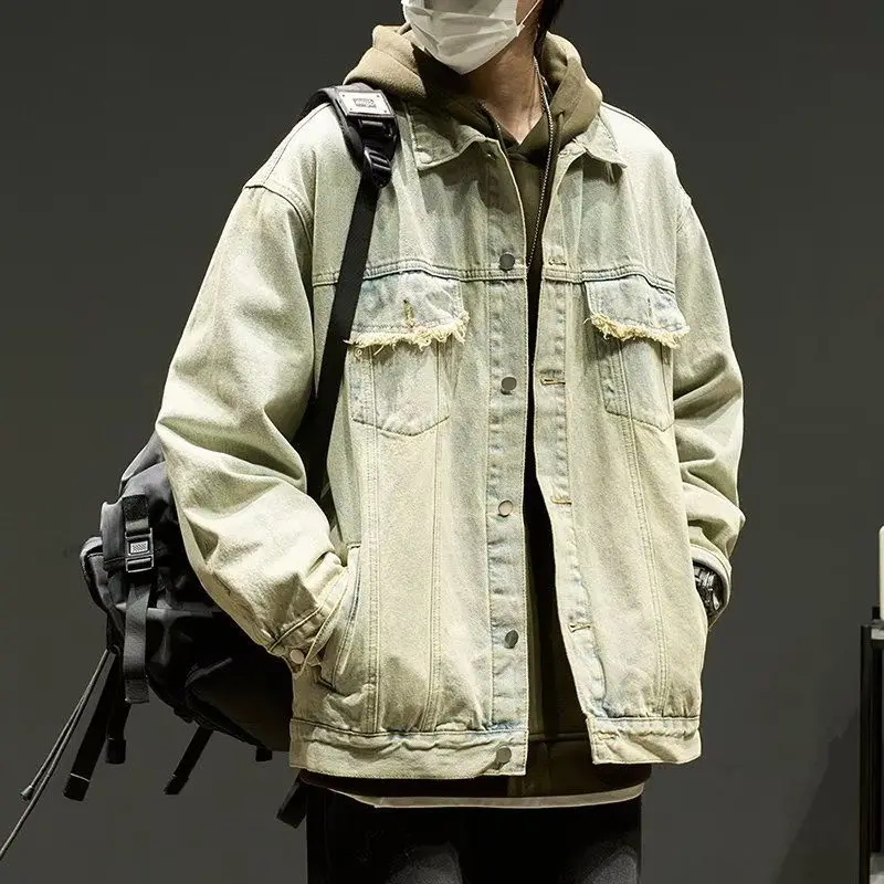 

Casual Men's Denim Jaet Spring Autumn Trendy Brand Jaet Youthful Versatile Fall Teenage Student Top Polyester Stand Fit