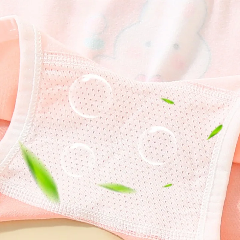 4PCS Kids Girls Cotton Antibacterial Briefs Maiden Thin Breathable Comfort Panties 3+y Young Child Cute Cartoon Print Underwears image 5