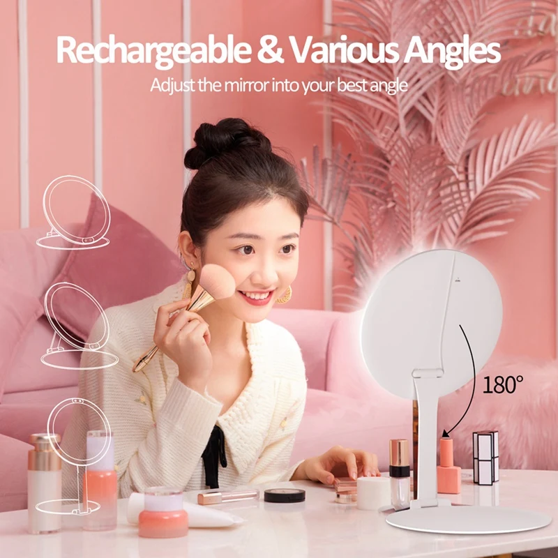 Iluminado espelhos dobráveis com 80 luzes LED, espelhos de beleza portáteis, 4 cores iluminação, mesa, viagens, durável, maquiagem